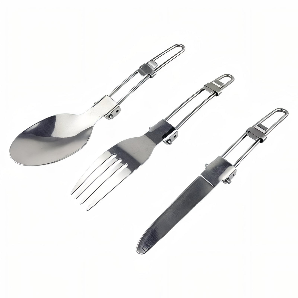 Couvert Pliant Camping - Cuillère + Fourchette + Couteau
