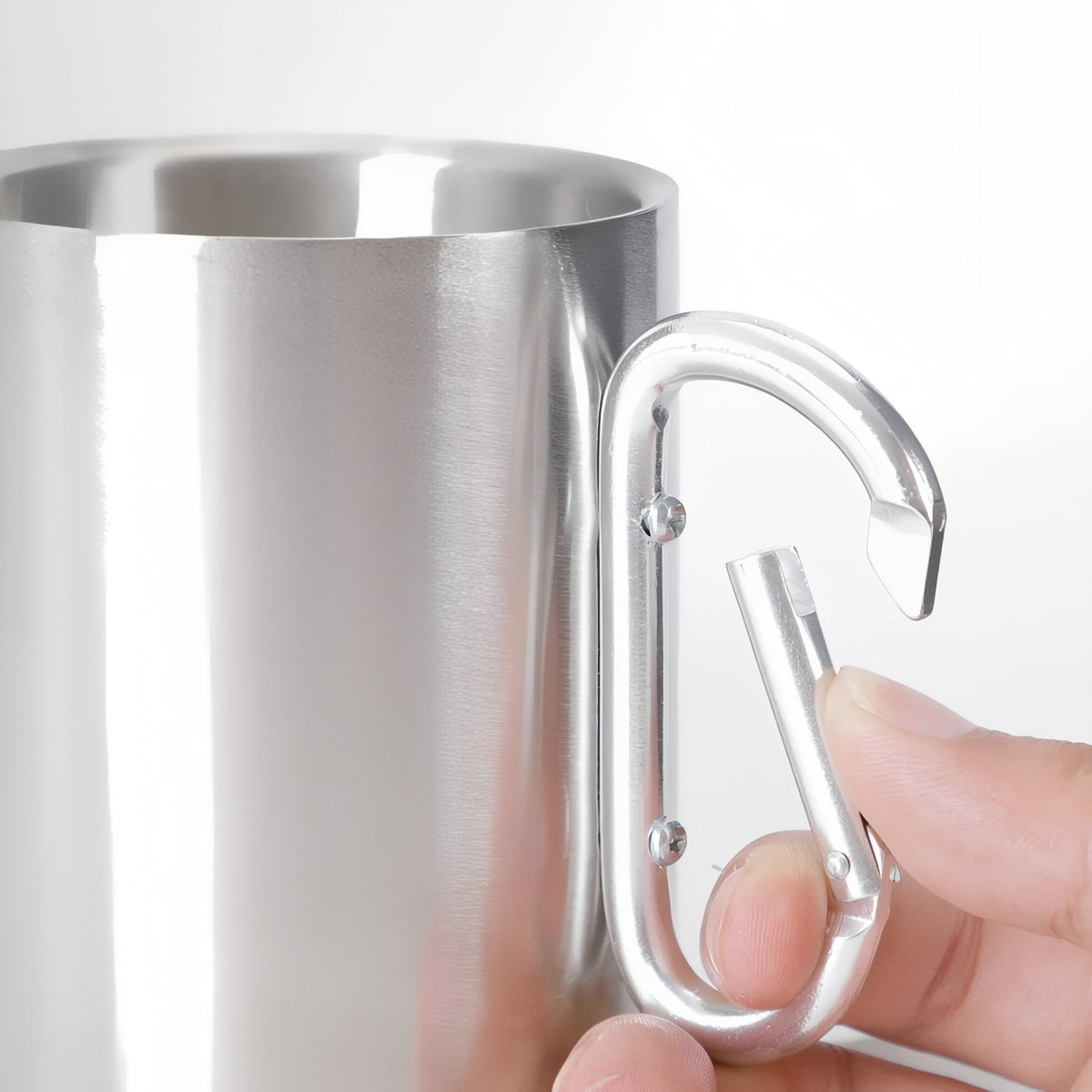 Stainless Steel Carabiner Mug close-up carabiner - Grey