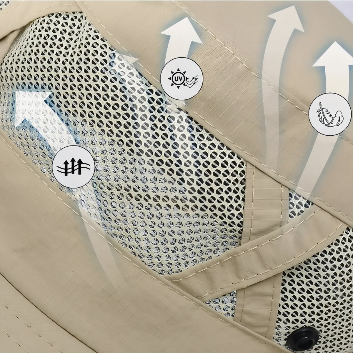 Chapeau de Randonnée Ventilé gros plan matière respirante - Beige - Vert Clair - Bleu Marine - Orange - Noir - Marron - Gris - Vert Olive - Gris Foncé