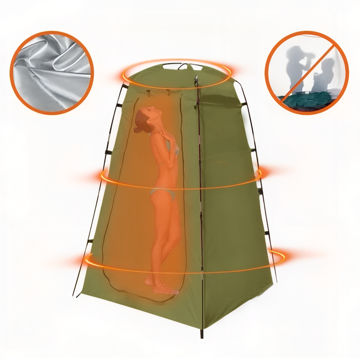 Tent Shower WC in situation - Mustard Yellow and White - Dark Olive