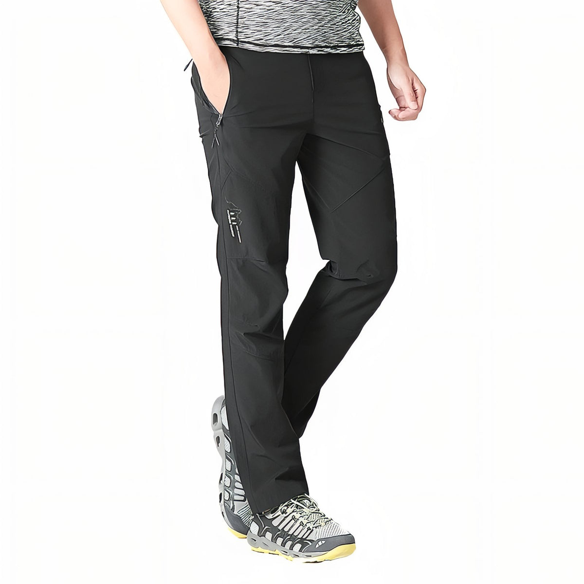 Pantalon de Randonnée Avec Ceinture Élastique Homme portée à la main - Gris Foncé - Noir