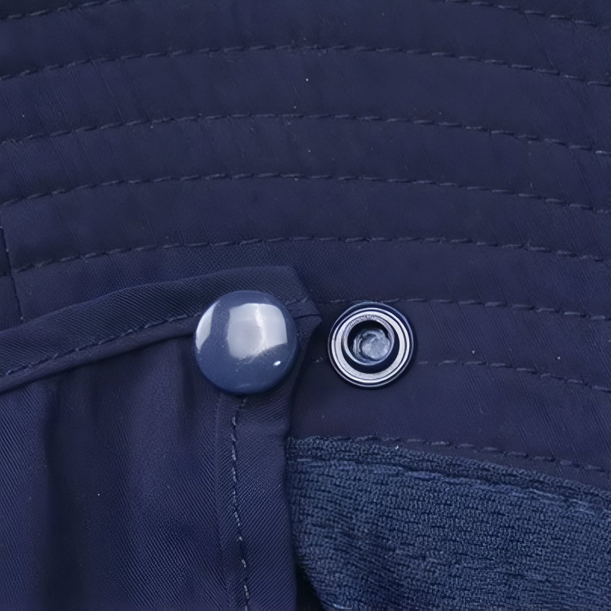 Close-up of Anti-UV Hiking Hat with snap button - Dark Green - Dark Grey - Black - Light Blue - Light Grey - Pale Pink - Pale Purple - Beige - Cream - Navy Blue
