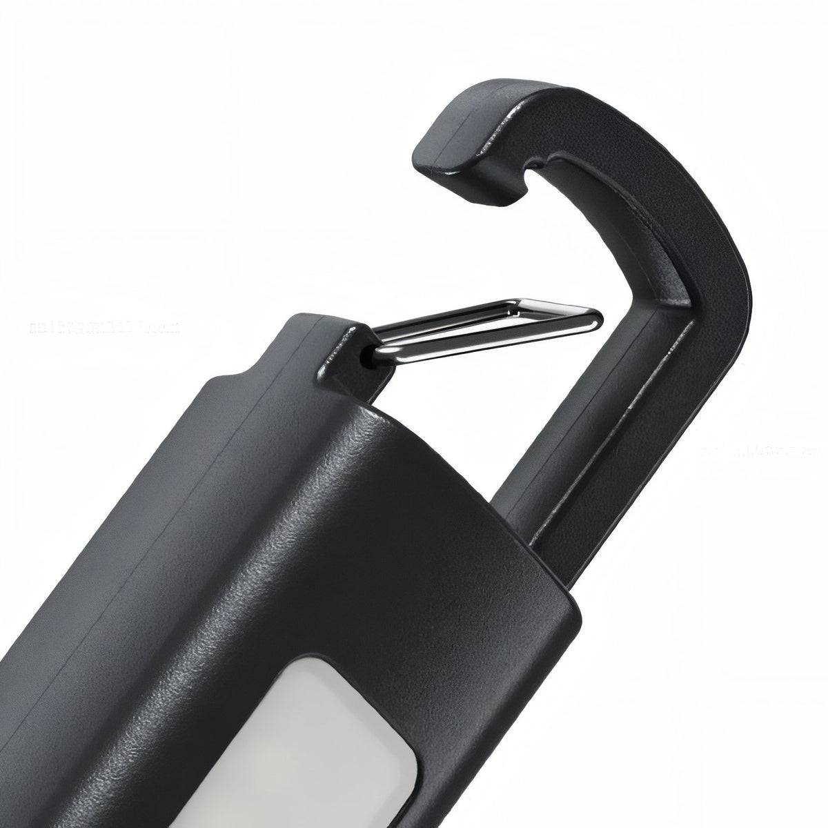 Close-up of Rechargeable Hiking Flashlight with hook - Grey - Black