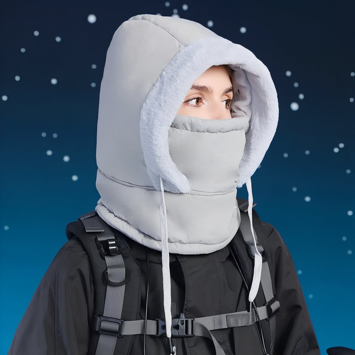 Warm Bataclava Hood worn on the head - Light Grey - Beige - Ebony Black - Navy Blue - Brown - Dark Grey - Pale Pink - White