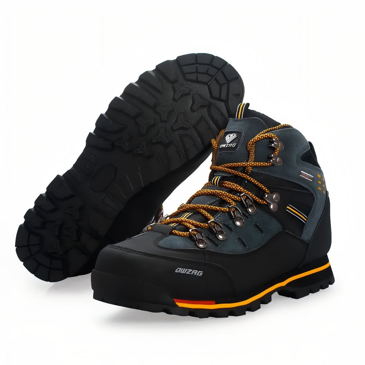 Men's Mountain Hiking Shoe front view - Black and Orange