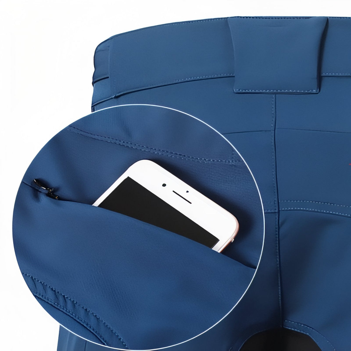 Close-up of Hiking Zip Bermuda with zip pocket - Dark Grey - Navy Blue - Black - Sky Blue - Green - Burgundy - Orange