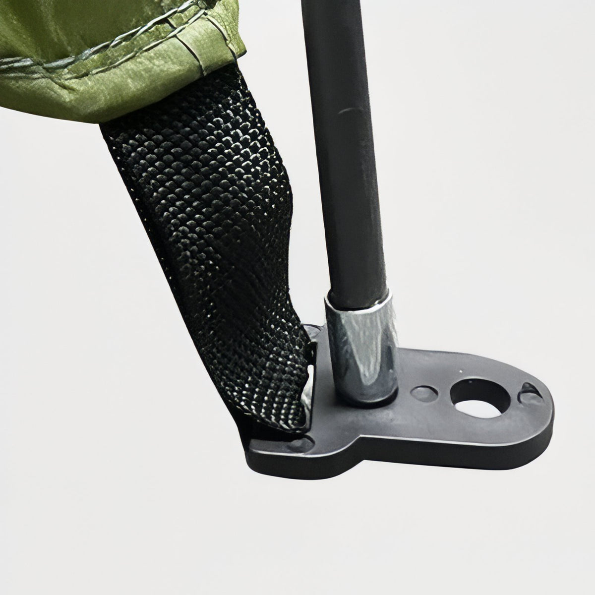 Tent Shower WC close-up strap and attachment - Mustard Yellow and White - Dark Olive