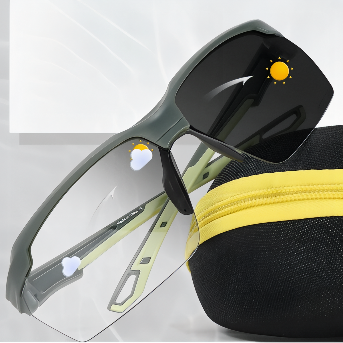 Lunettes Randonnée Photochromique gros plan lunettes - Gris - Vert Olive - Noir - Blanc