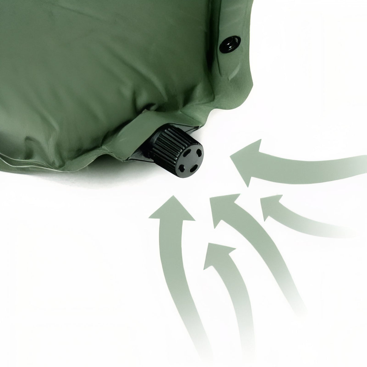 Self-Inflating Camping Mattress 1 Person close-up air valve - Dark Green - Dark Gray - Light Beige