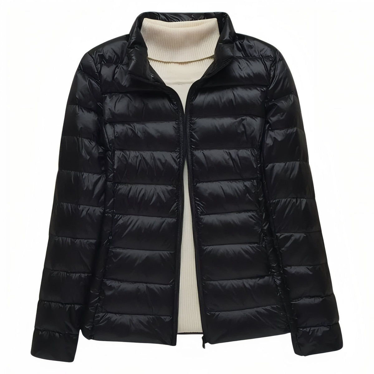 Women's Compressible Hiking Down Jacket close-up zip - Powder Pink - Navy Blue - Navy Blue (without hood) - Orange - Beige - Beige (without hood) - Mint Green - Mint Green (without hood) - Pink - Blue - Purple - Purple (without hood) - Red - Red (without hood) - Black - Black (without hood) - Burgundy - Burgundy (without hood)