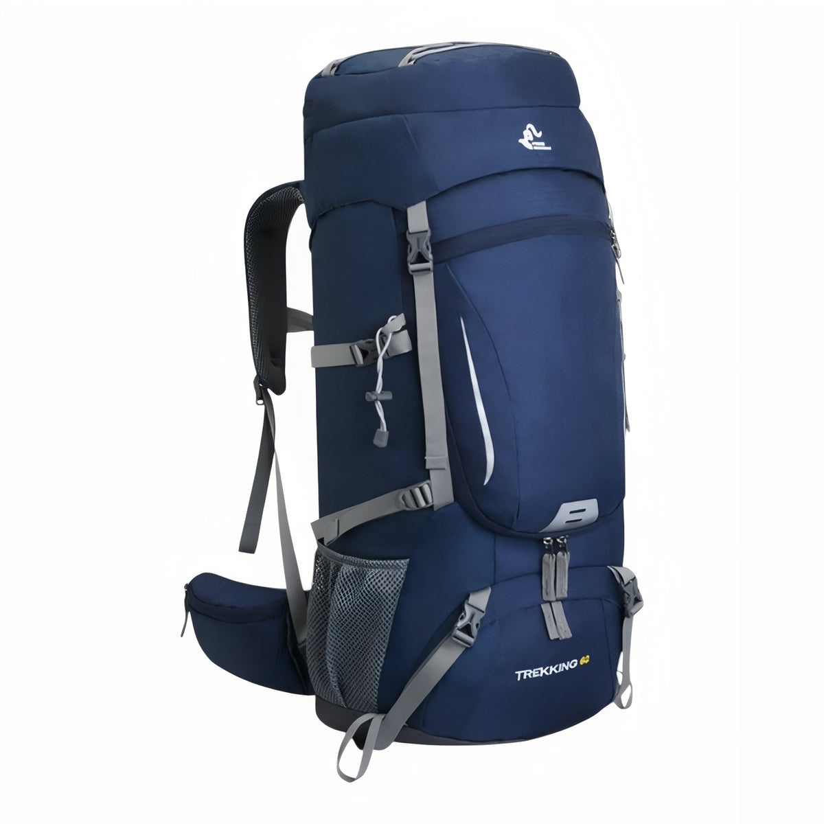 Breathable Hiking Backpack 60 Liters right side angle - Navy Blue