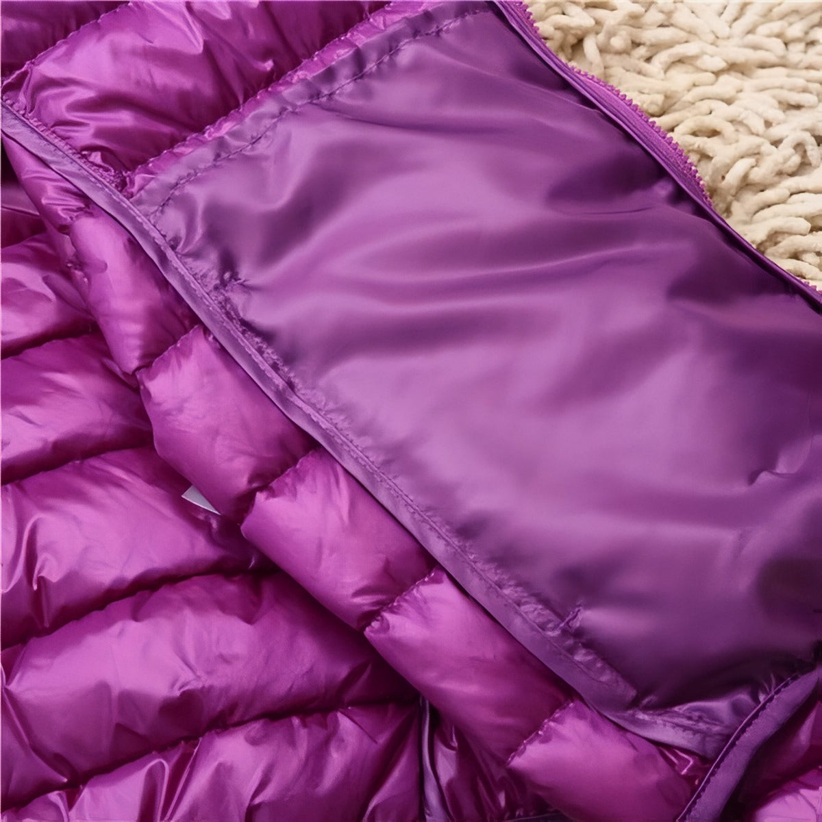 Women's Compressible Hiking Down Jacket close-up zip - Powder Pink - Navy Blue - Navy Blue (without hood) - Orange - Beige - Beige (without hood) - Mint Green - Mint Green (without hood) - Pink - Blue - Purple - Purple (without hood) - Red - Red (without hood) - Black - Black (without hood) - Burgundy - Burgundy (without hood)
