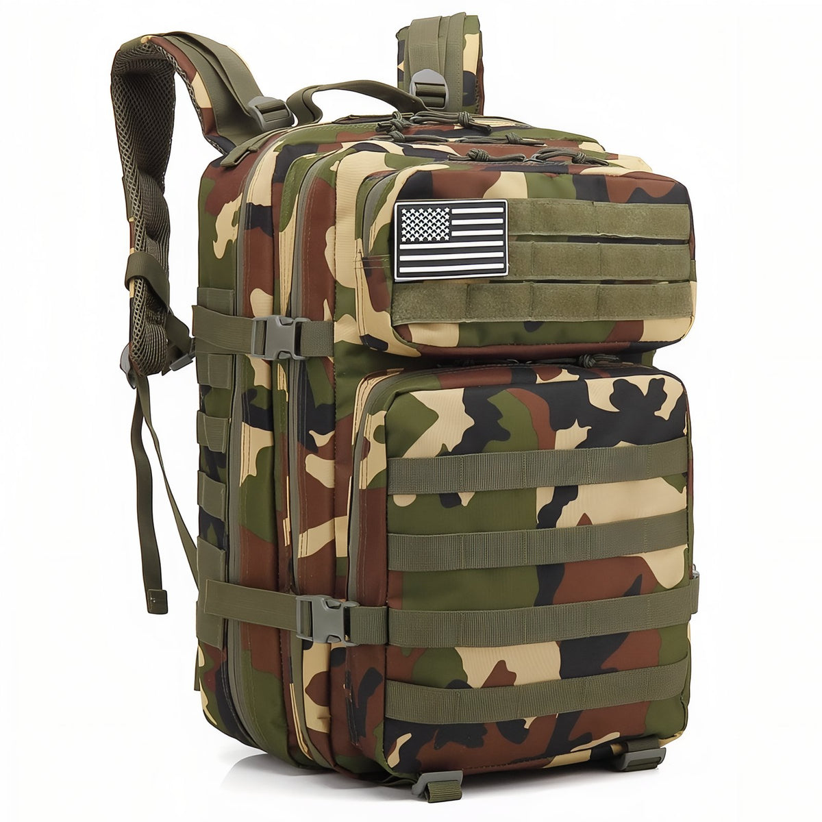 Camouflage Backpack 45L - Olive Green and Beige