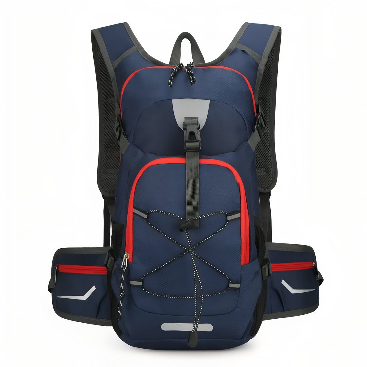 Sac à Dos Randonnée Avec Trou Pour Poche À Eau - Bleu Marine et Rouge
