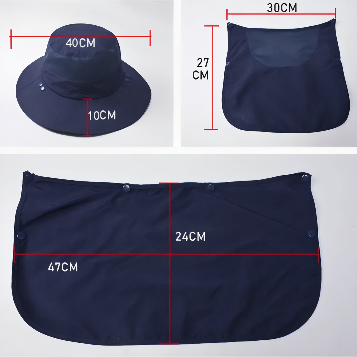 Anti-UV Hiking Hat size guide - Dark Green - Dark Grey - Black - Light Blue - Light Grey - Light Pink - Light Purple - Beige - Cream - Navy Blue