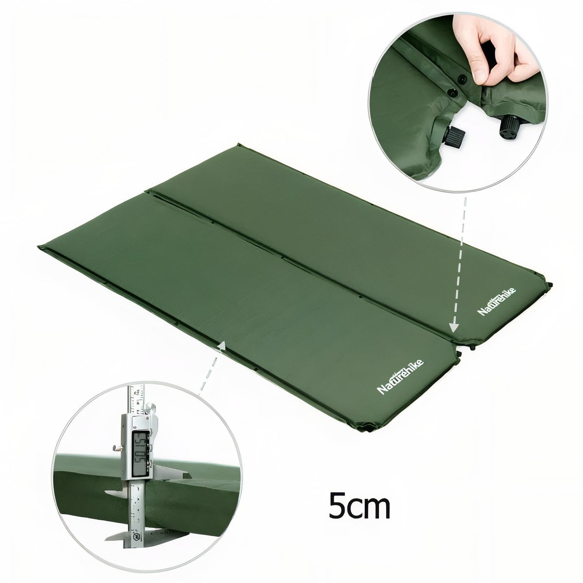 Self-Inflating Camping Mattress 1 Person close-up zipper - Dark Green - Dark Gray - Light Beige