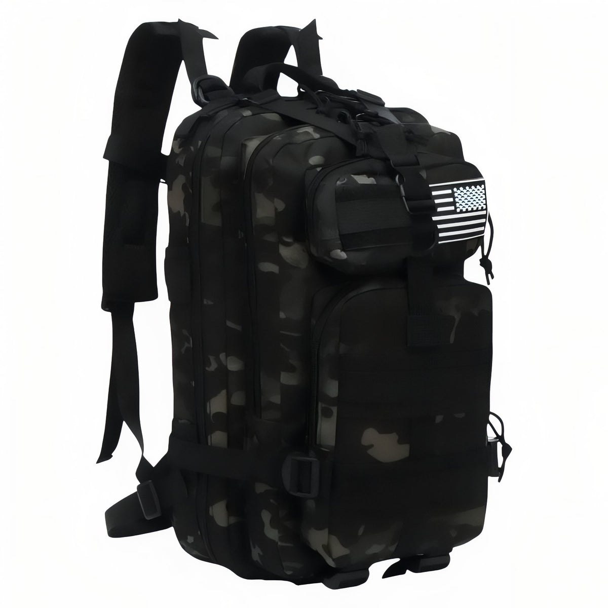Sac à Dos Militaire Imperméable 30L/50L - Noir Camouflage (30L)