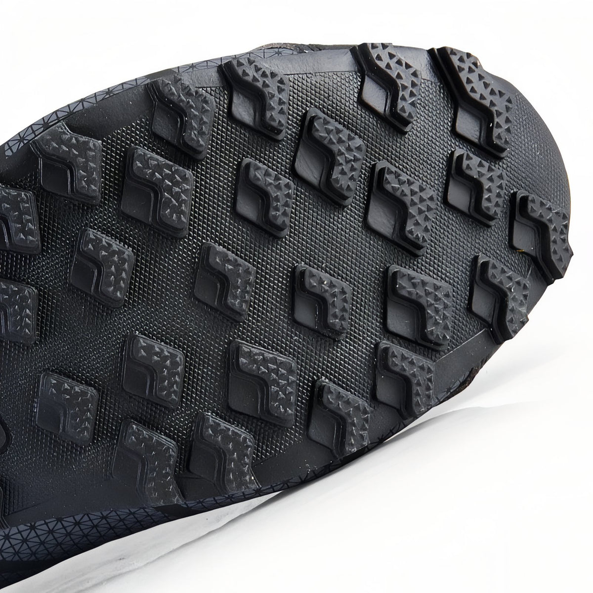 Close-up of Waterproof Hiking Shoes sole - Black - Black and Red - Black and Blue