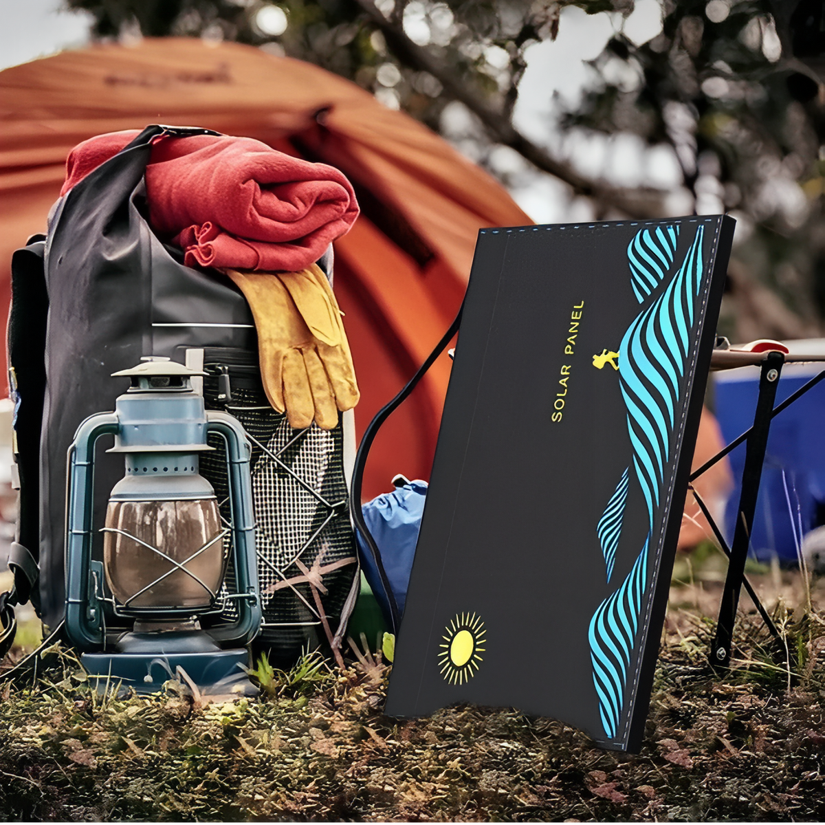 Panneau Solaire Pour Randonnée 30W / 50W mise en situation camping - 30W - 4 Panneaux - 50W - 6 Panneaux