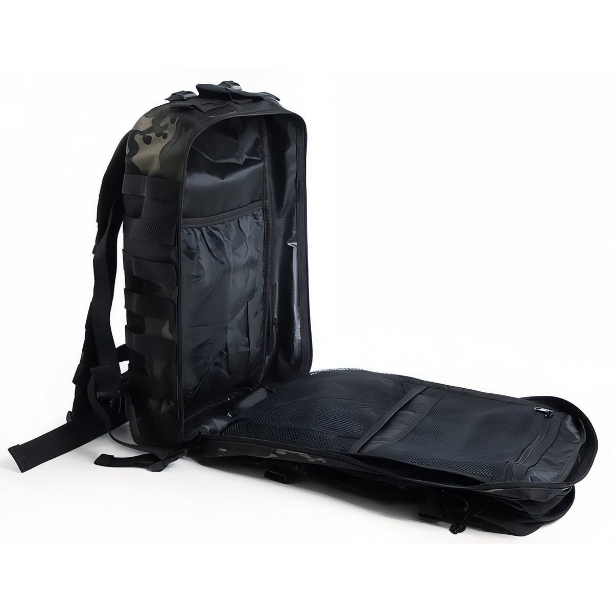 Camouflage Backpack 45L open compartment - Black and Gray - Gray and Beige - Olive Green and Beige - Black - Brown and Forest Green - Beige Brown