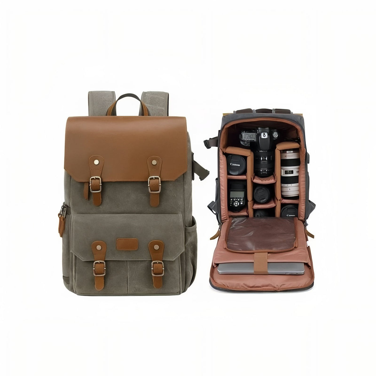 Travel Camera Backpack - Green - Model 1