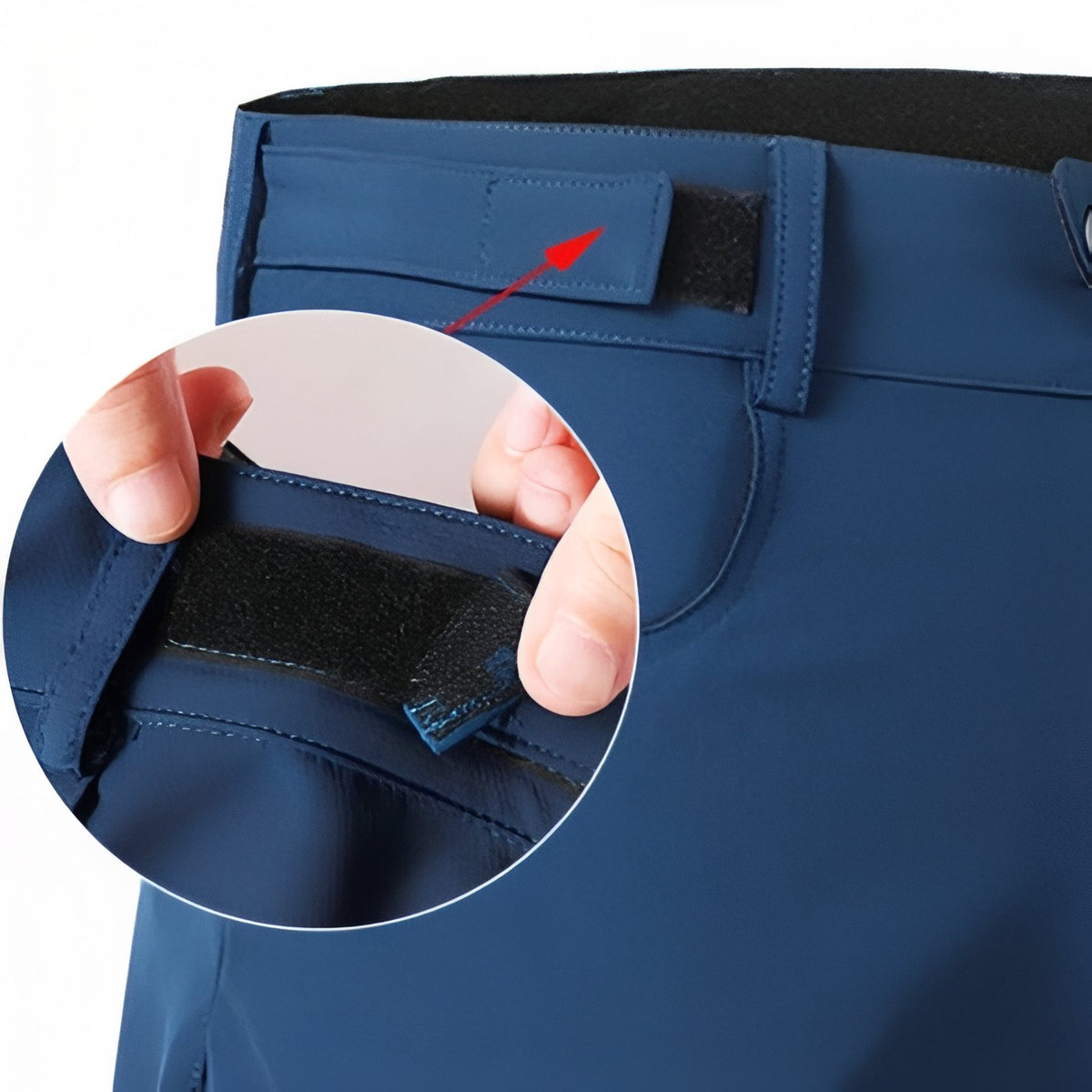 Close-up of Hiking Zip Bermuda with Velcro closure - Dark Grey - Navy Blue - Black - Sky Blue - Green - Burgundy - Orange