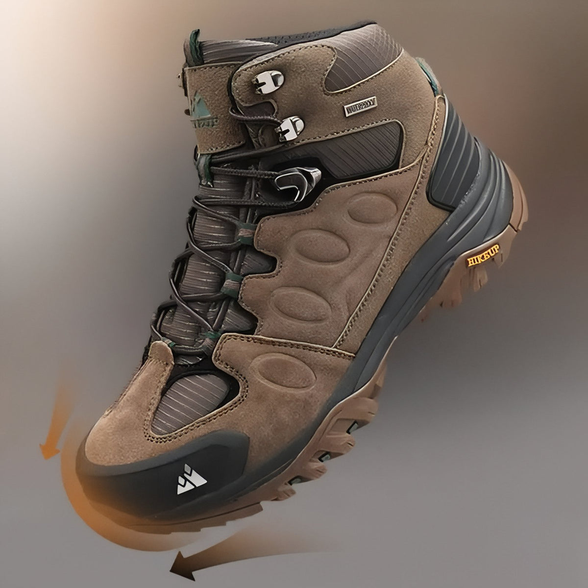 Men's Mountain Hiking Shoe close-up sole detail - Dark Brown - Ebony Black - Dark Green - Gray