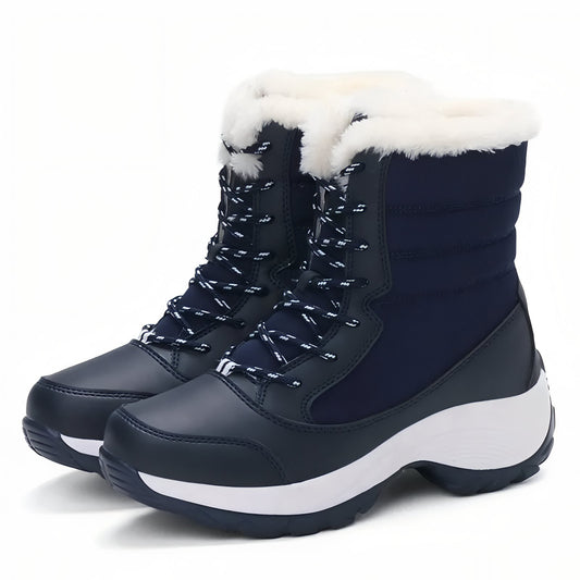 Women's Snow Hiking Boots - Navy Blue and White