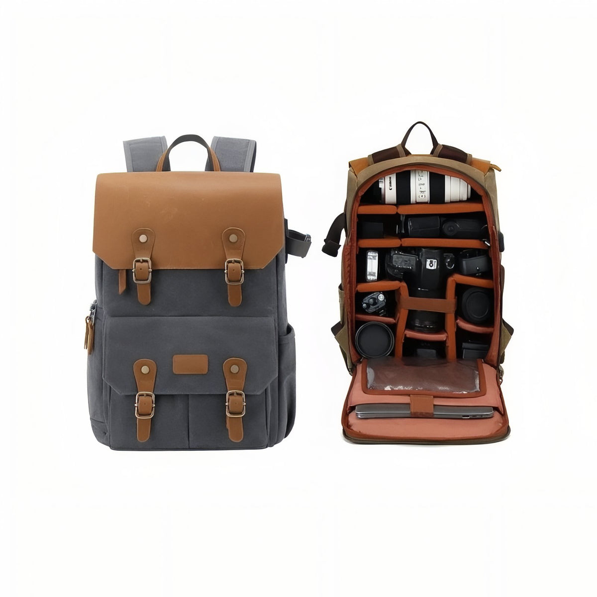 Travel Camera Backpack - Gray - Model 2