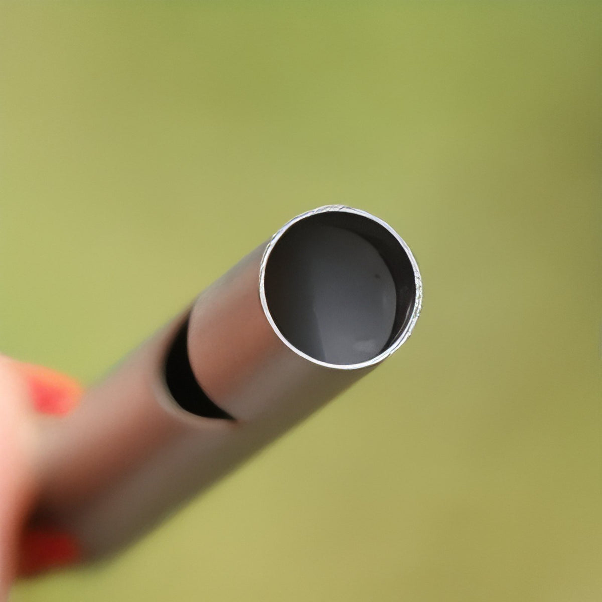 Titanium Hiking Whistle close-up mouthpiece - Grey