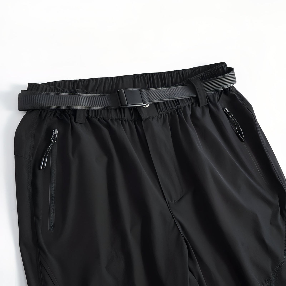 Pantalon de Randonnée Avec Ceinture Élastique Homme gros plan ceinture et poches - Gris Foncé - Noir