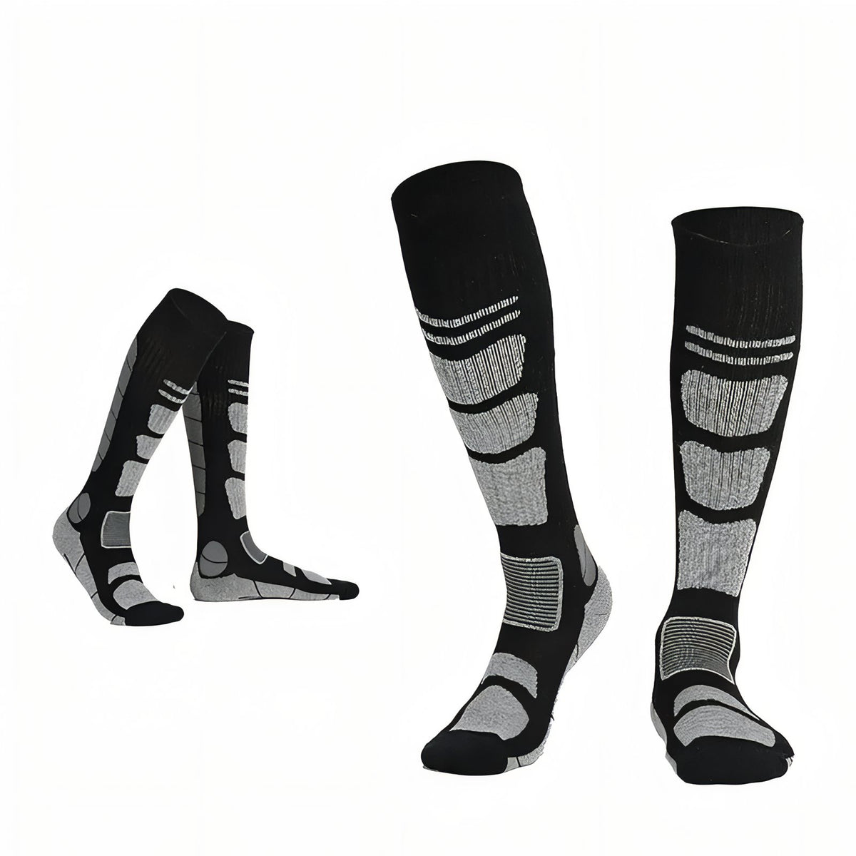 Chaussettes Randonnée Mérinos deux paires alignées - Gris et Rose - Gris et Vert Fluo - Gris Clair et Noir - Gris Foncé et Noir - Noir et Gris - Noir et Orange