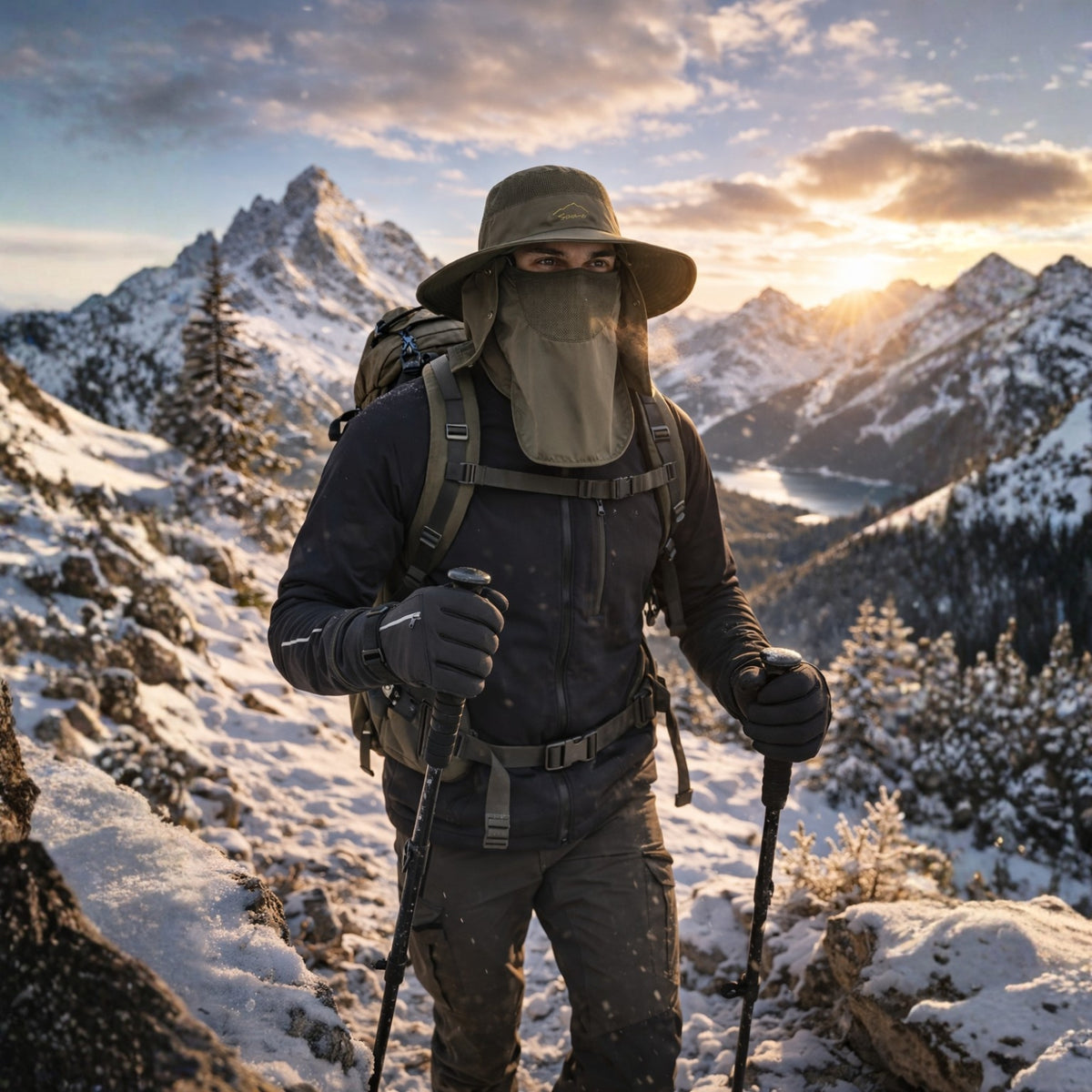 Anti-UV Hiking Hat worn on a hike - Dark Green - Dark Grey - Black - Light Blue - Light Grey - Pale Pink - Pale Purple - Beige - Cream - Navy Blue