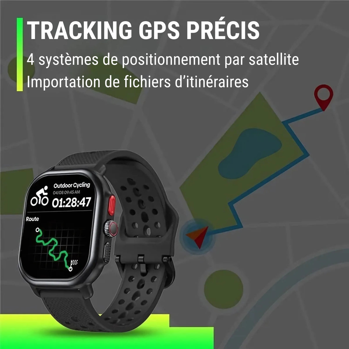 GPS Hiking Watch With Mapping in Context on Background - Black - Off White