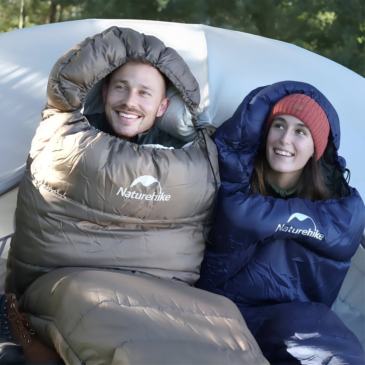 Sac De Couchage 4 Saisons Bleu deux personnes dans des sacs - Bleu Marine et Vert Clair