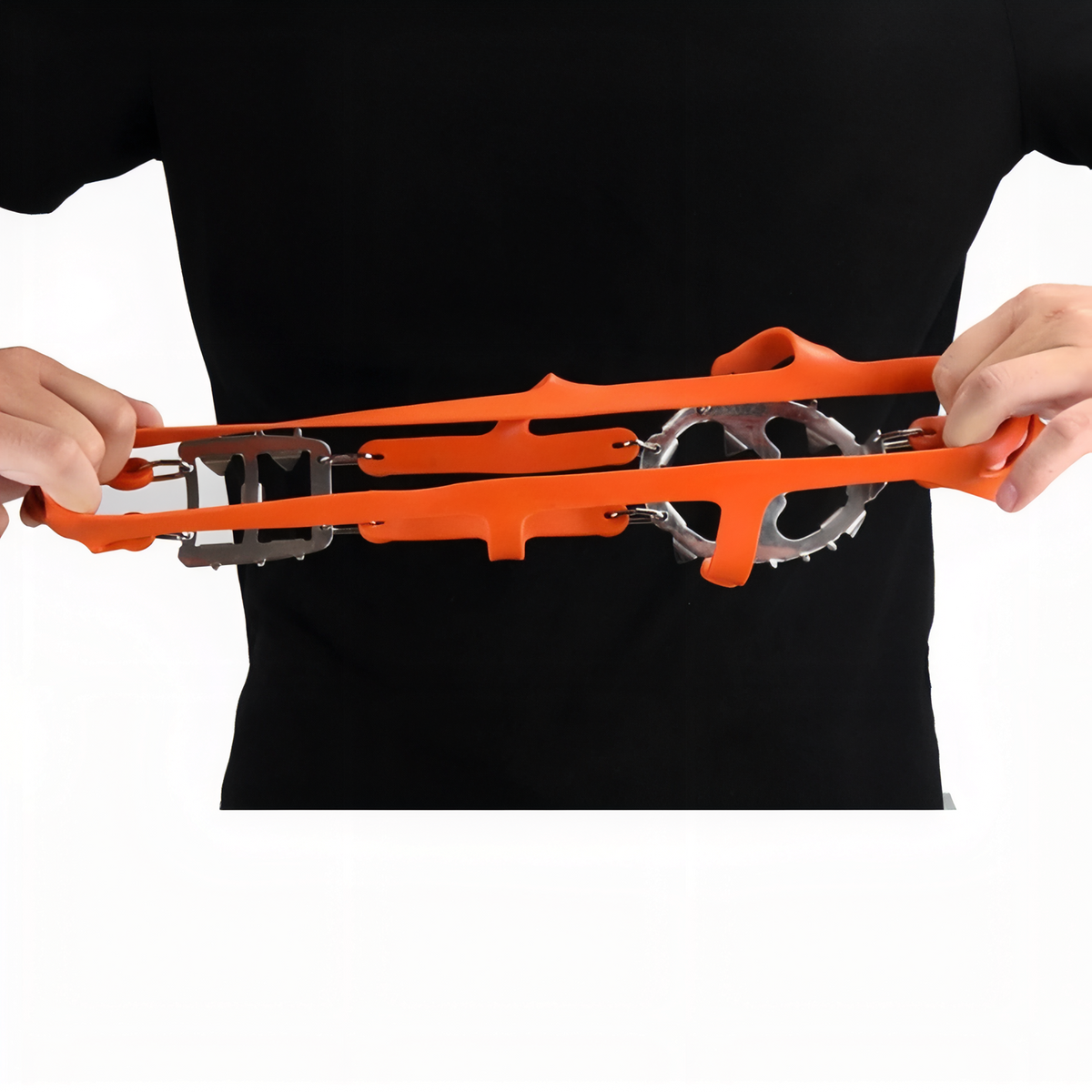 Crampons Randonnée Neige 18 Dents portée à la main - Noir - Orange