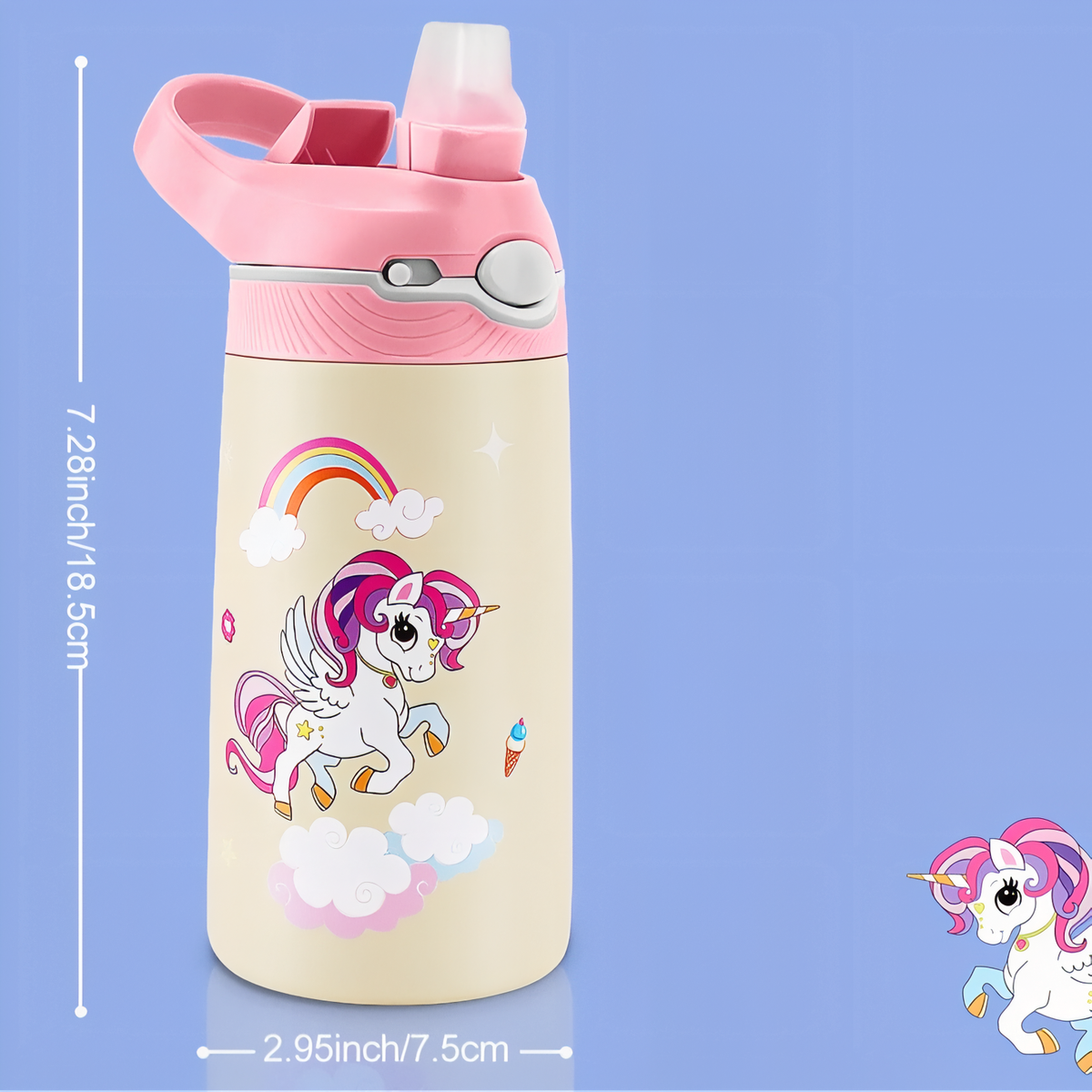 Gourde Enfant Dinosaure 400ML guide des dimensions - Dinosaure