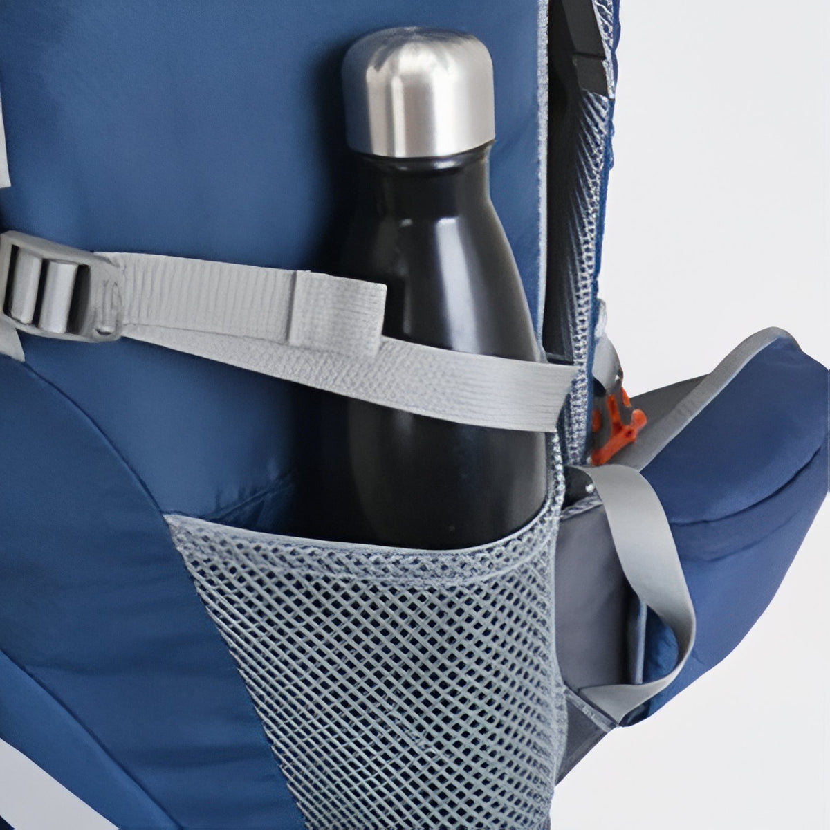 Breathable Hiking Backpack 60 Liters close-up side pocket - Purple - Green - Black - Navy Blue