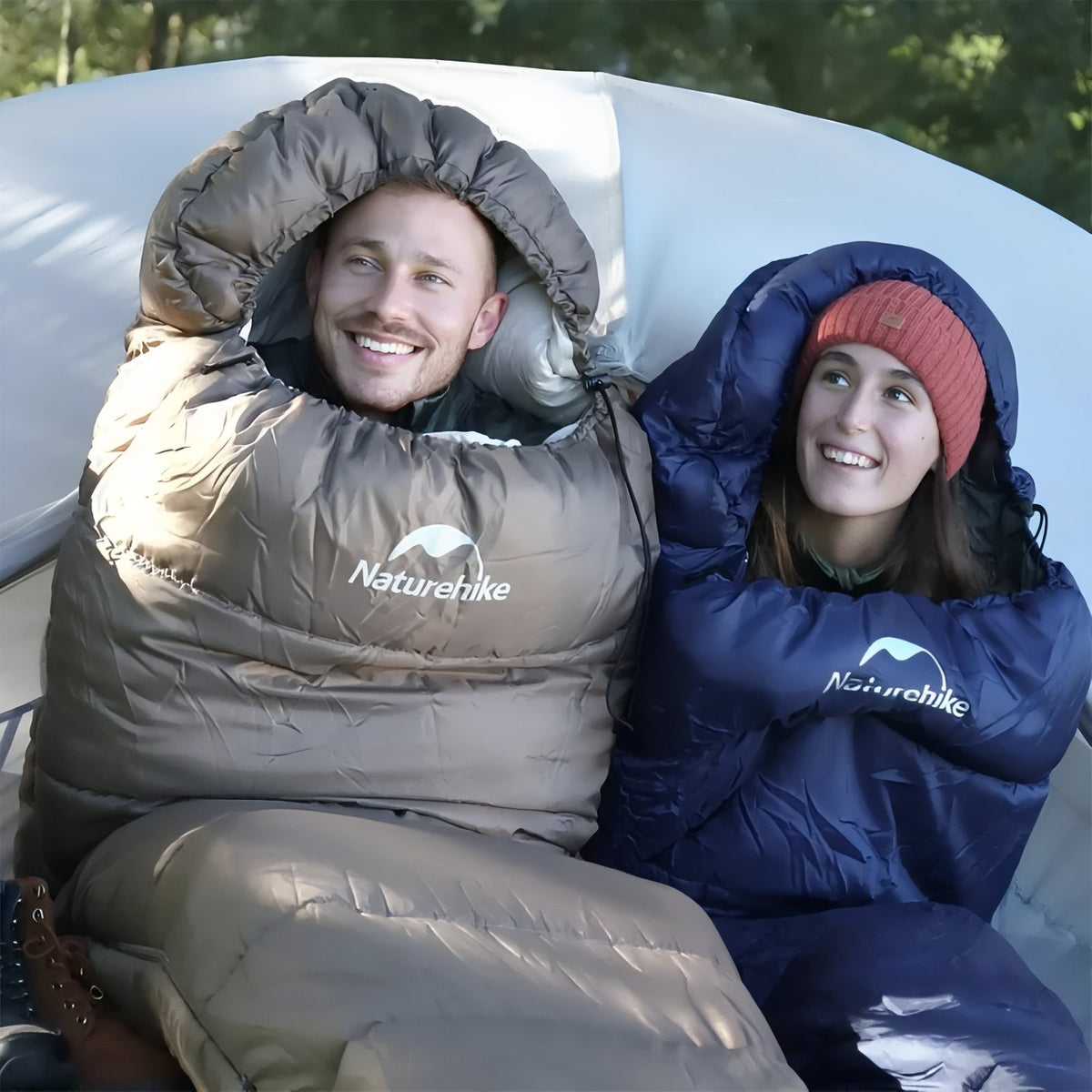 Sac De Couchage 4 Saisons Marron deux personnes dans des sacs - Marron