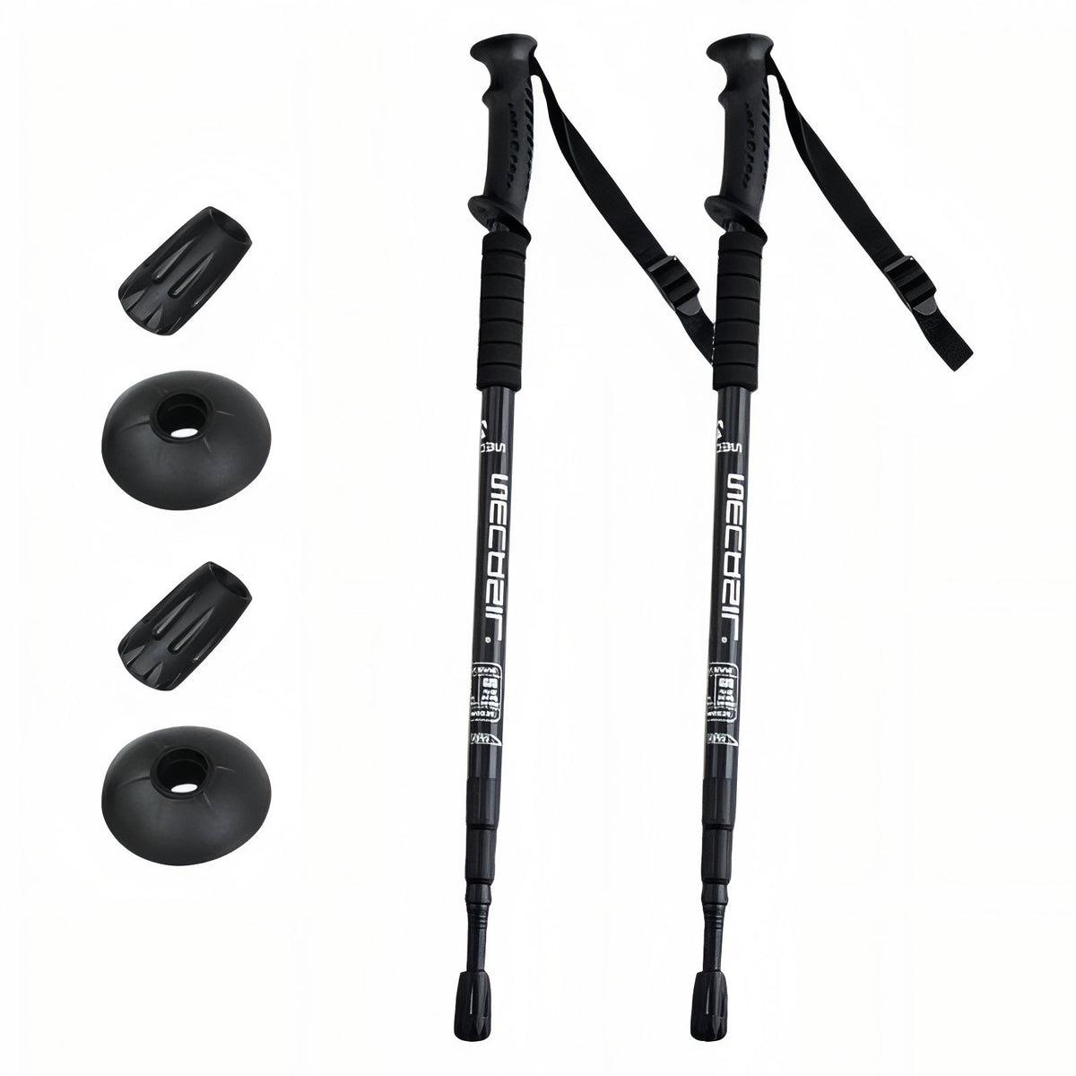 Bâton Randonnée Télescopique Léger - Noir - 2 Bâtons (Paire Complète)