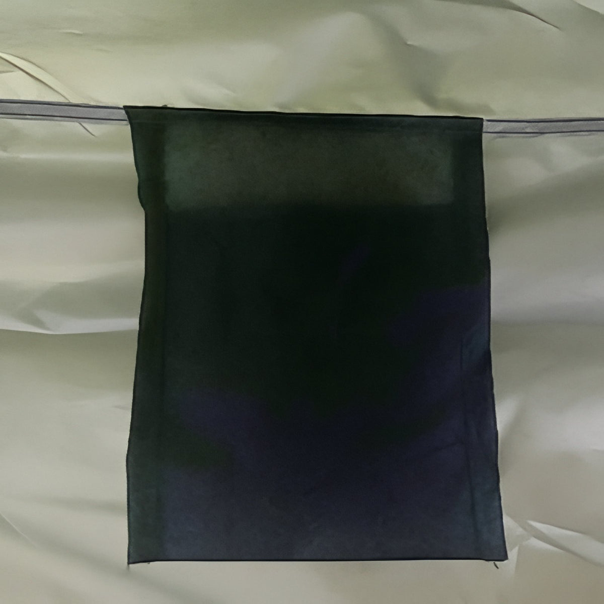 Mustard Yellow and White Shower Tent Close-up - Dark Olive Fabric