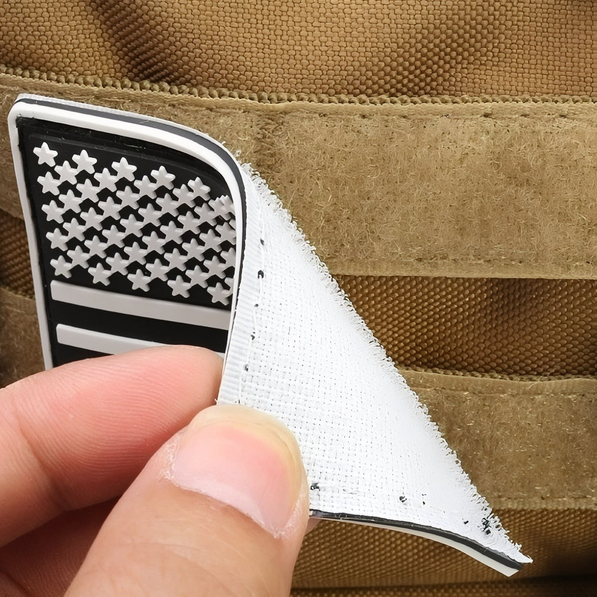Military Hiking Backpack close-up detachable patch - Beige - Black - Green