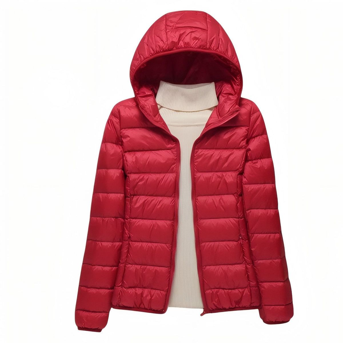 Women's Compressible Hiking Down Jacket with Hood - Red