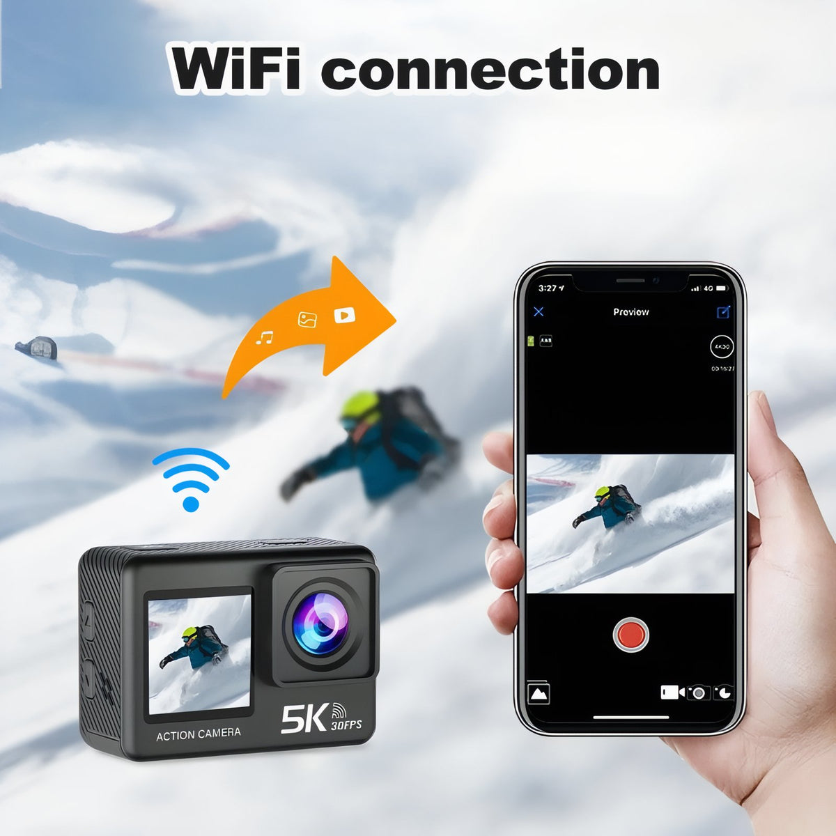 Camera For Hiking 5K use with smartphone - Without Microphone - With Microphone