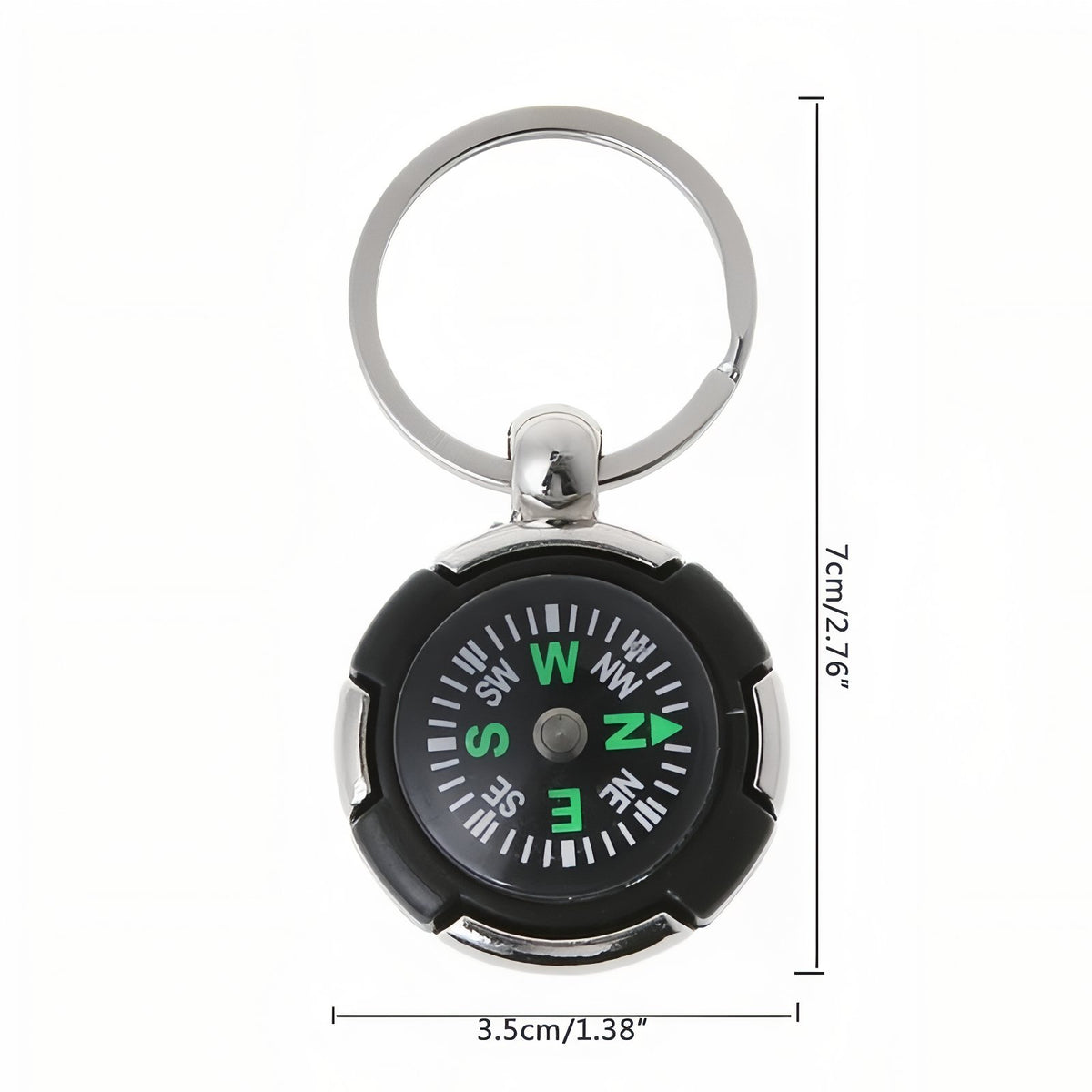 Boussole Porte Clé dimensions indiquées - Noir