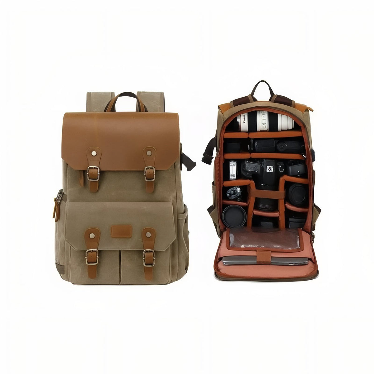Travel Camera Backpack - Khaki - Model 2