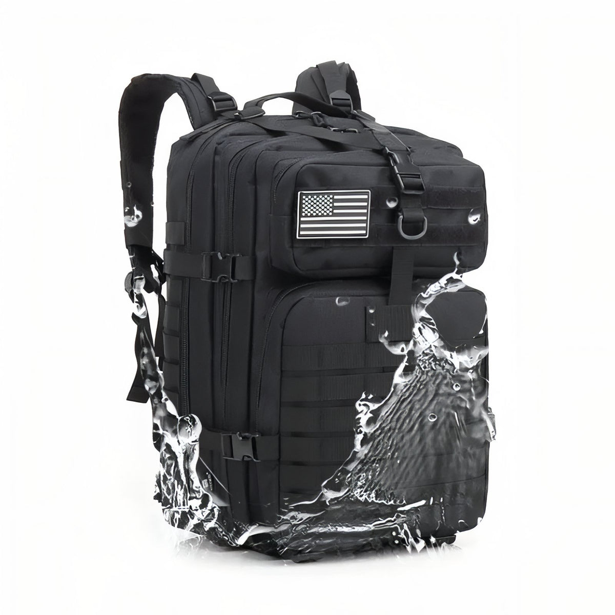 Military Hiking Backpack with Splashes - Black