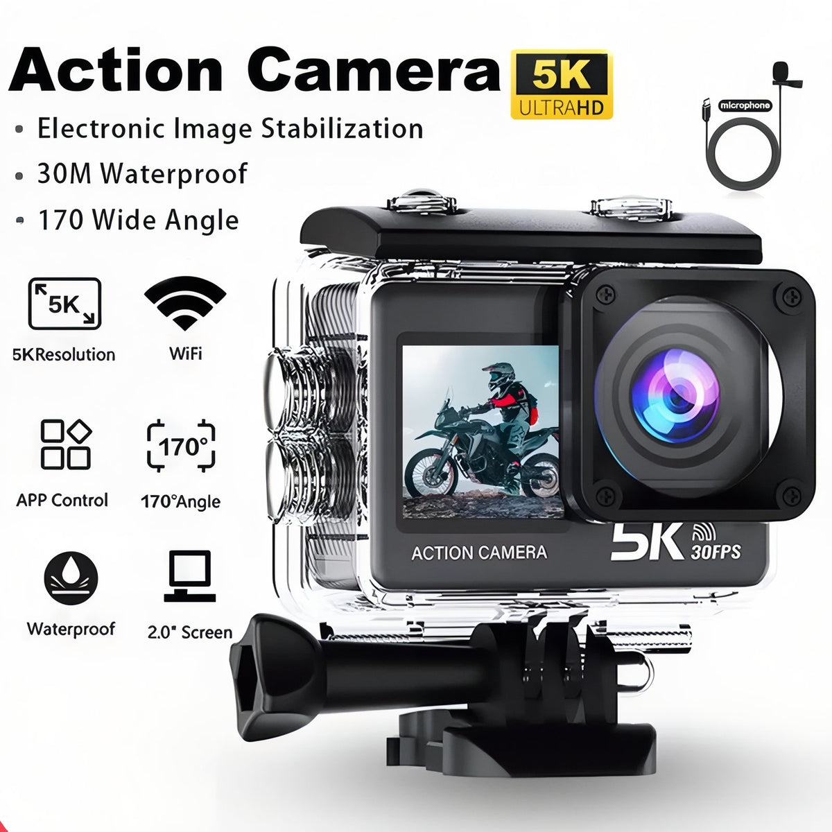 5K Hiking Camera feature details - Without Microphone - With Microphone
