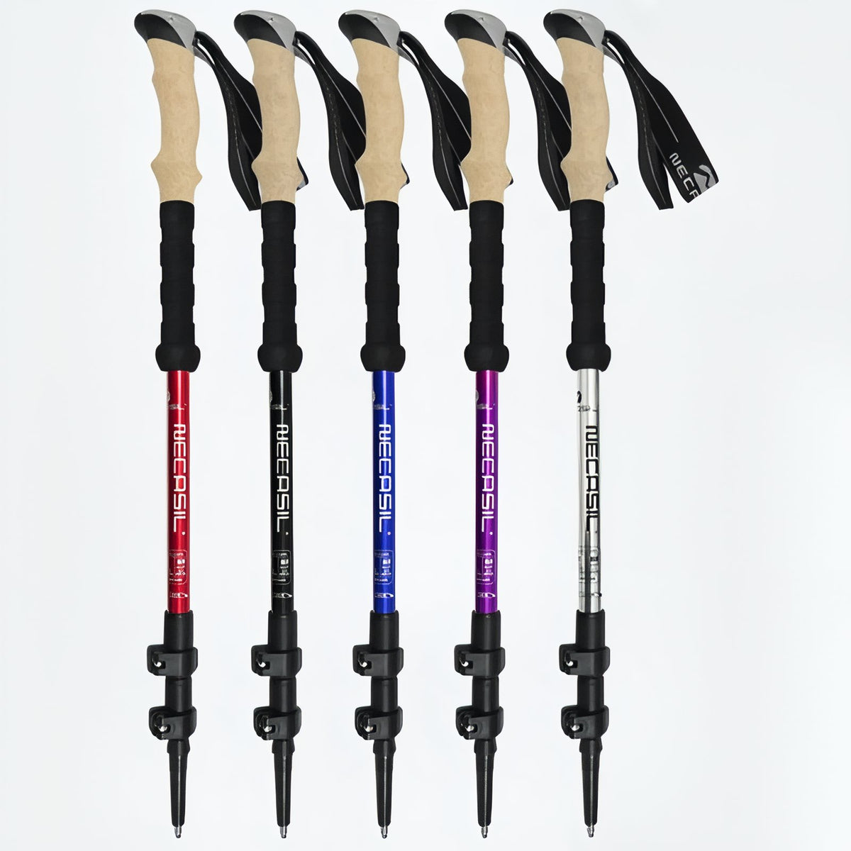 Bâton de Randonnée Ultra Léger 135CM cinq bâtons alignés - Noir - Gris - Violet - Rouge - Bleu