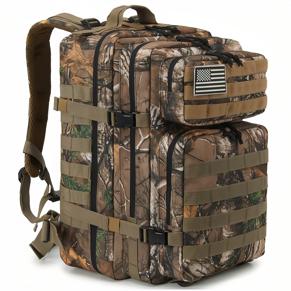 Camouflage Backpack 45L - Brown and Forest Green